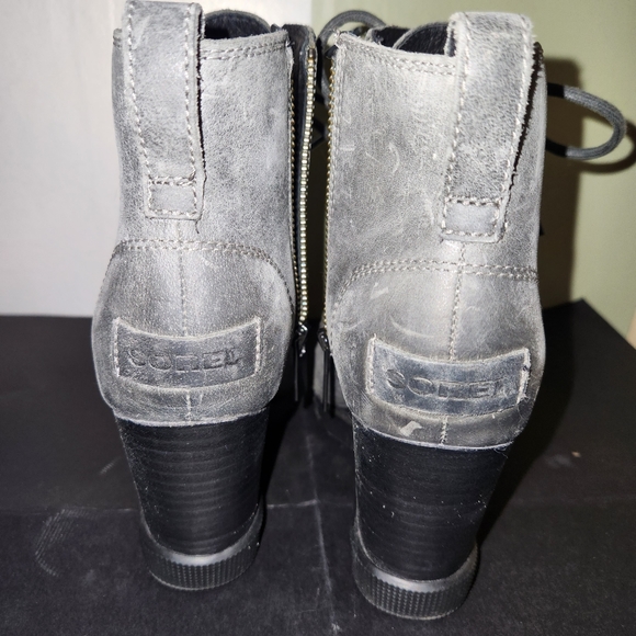 Sorel Joan Uptown Lace Leather Wedge Women's Boots Grey NL3790-052 US Size 6 - Picture 2 of 7